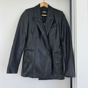 Zara Charcoal Faux Leather Jacket